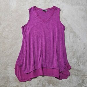 Flowy Large Purple Layered Sharkbite V-Neck Tank Top Womens